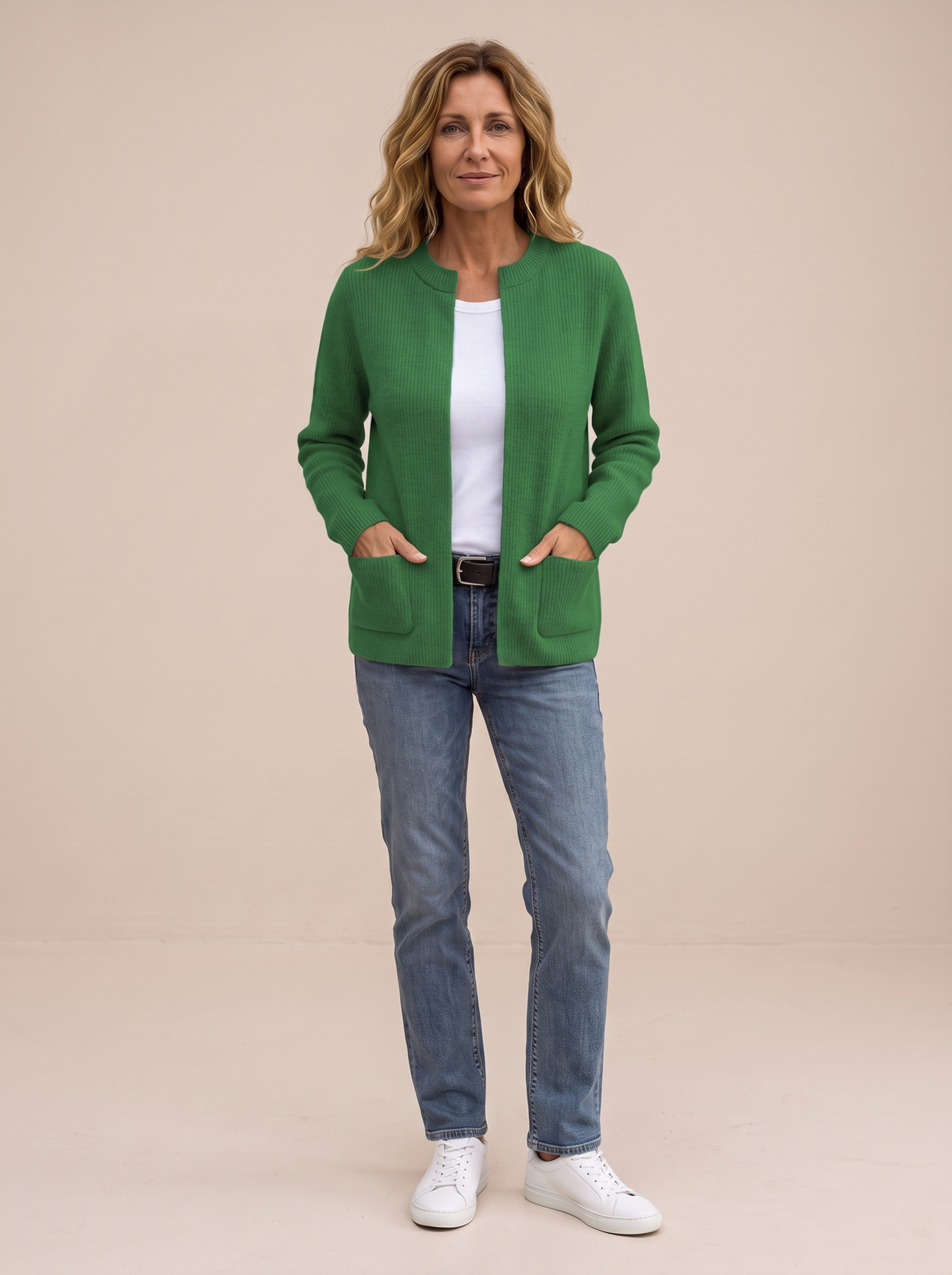 Héloïse | Gilet en Maille Chaude à Poches - Vert