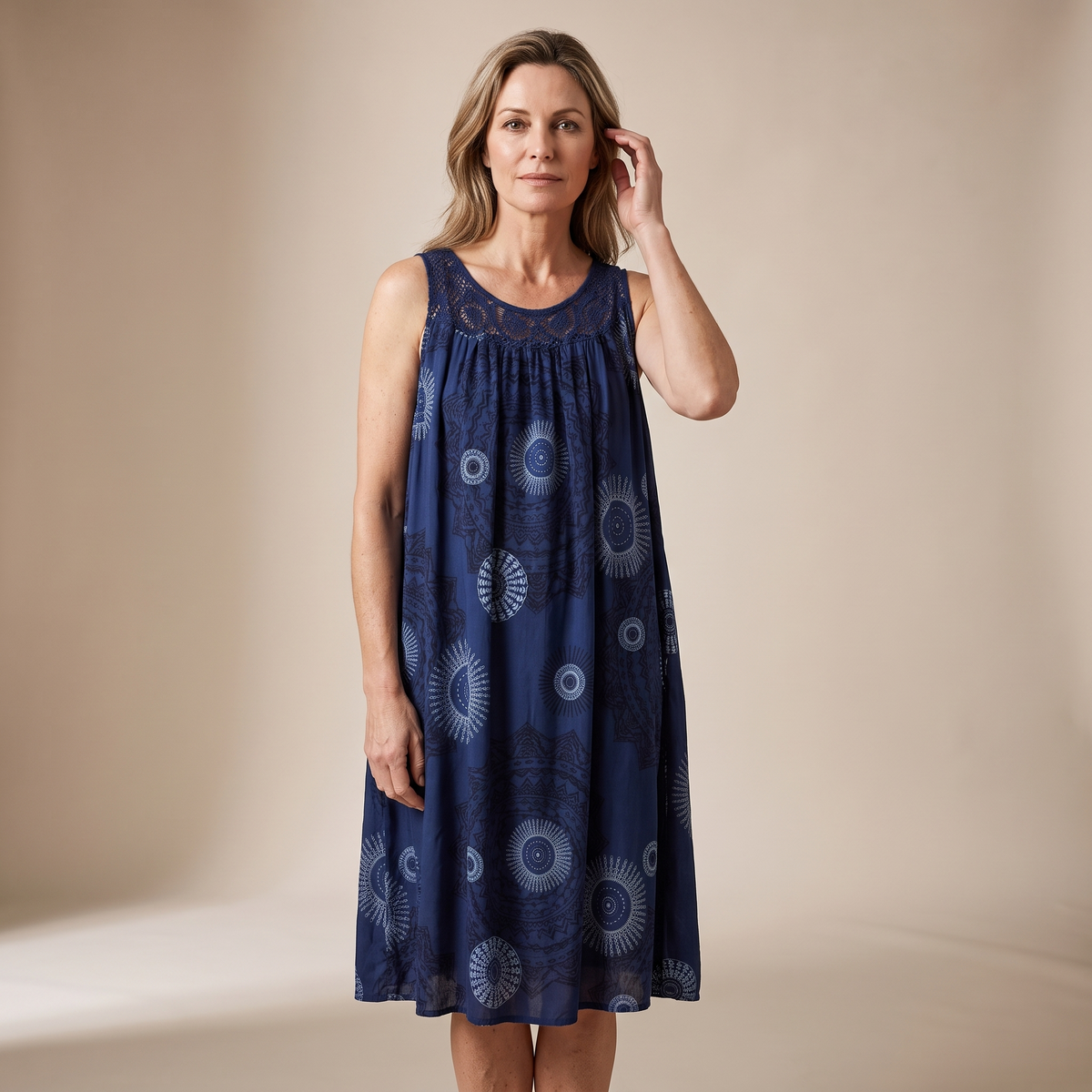 Robe Sans Manches Imprimée à Col Rond - Sophie Laurent Paris