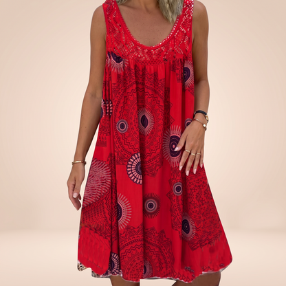 Robe Sans Manches Imprimée Rouge - Sophie Laurent Paris