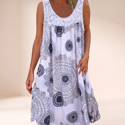 Robe imprimée mandala blanc - Sophie Laurent Paris