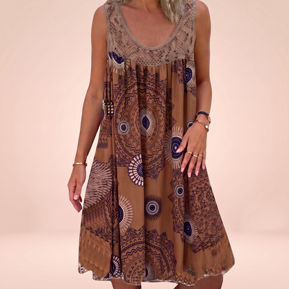 Robe imprimée mandala café - Sophie Laurent Paris