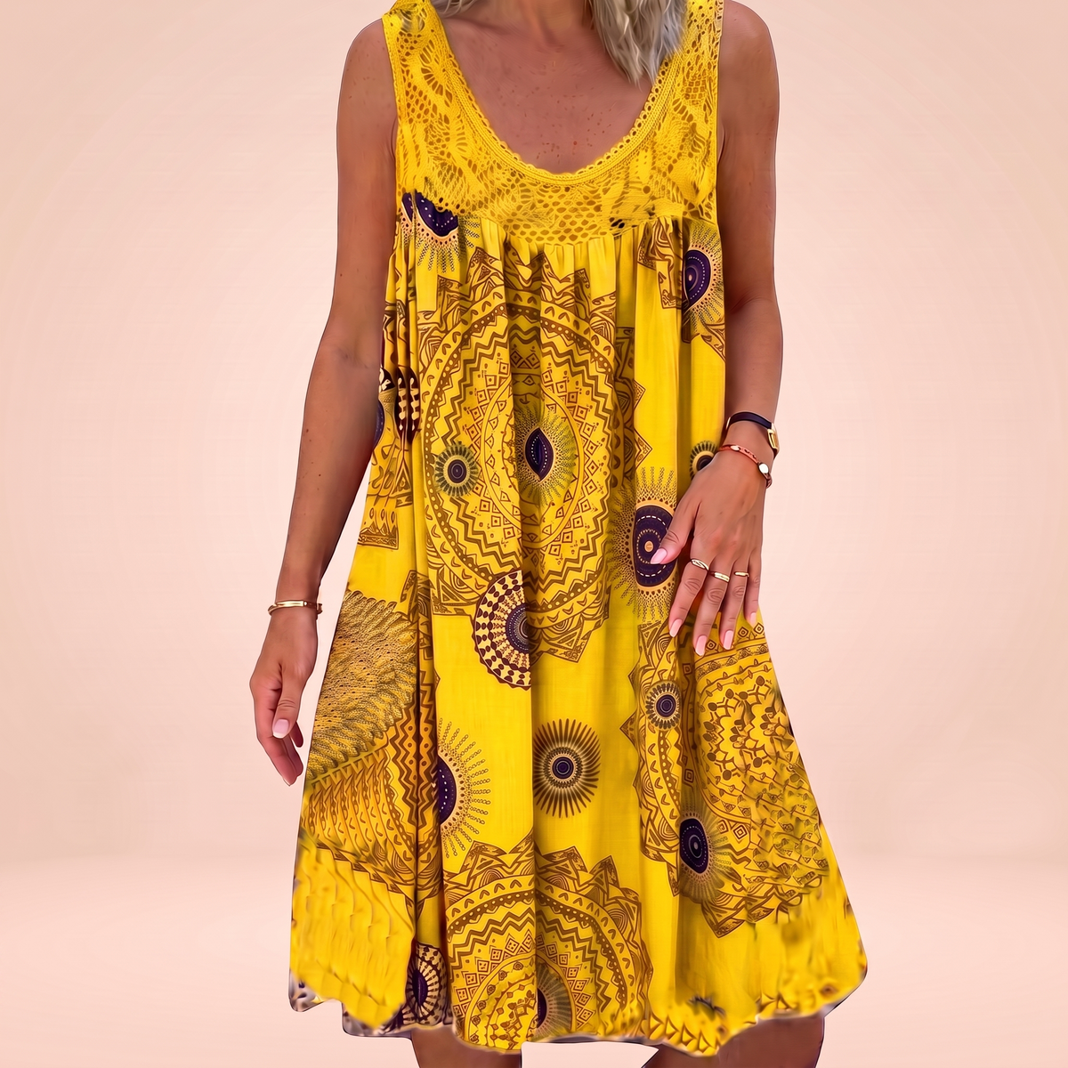Robe imprimée mandala jaune - Sophie Laurent Paris