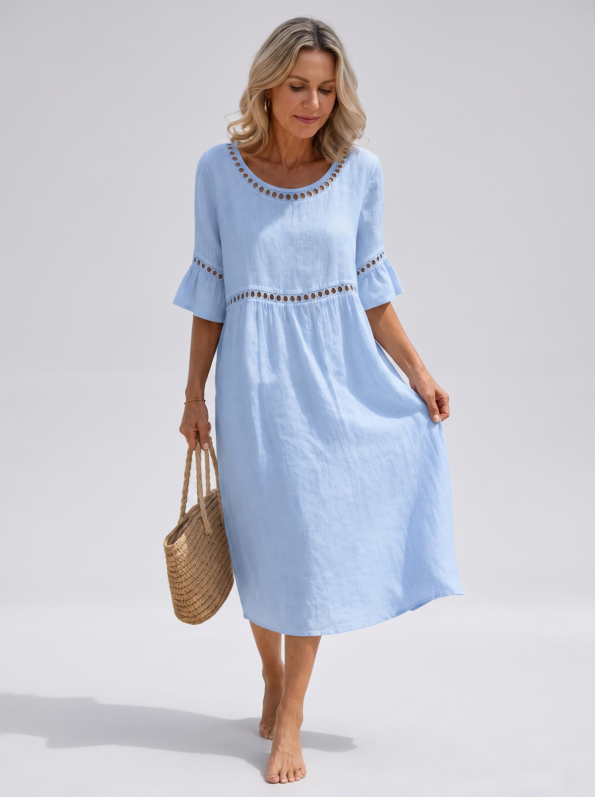 Hélène | Robe Longue en Lin Effet Ventre Plat