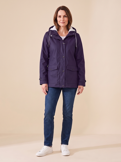 Maud | Veste à Capuche Doublée Polaire - Violet