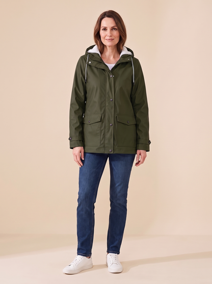 Maud | Veste à Capuche Doublée Polaire - Vert kaki