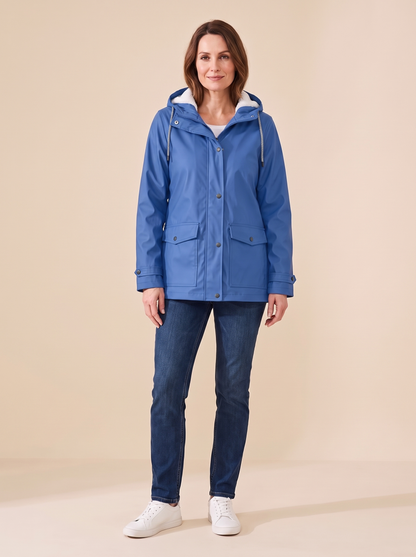 Maud | Veste à Capuche Doublée Polaire - Bleu
