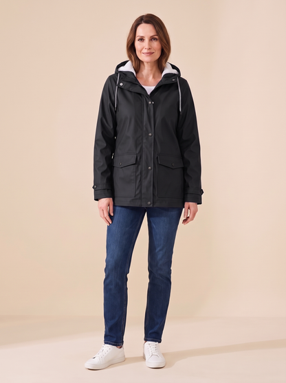 Maud | Veste à Capuche Doublée Polaire - Noir