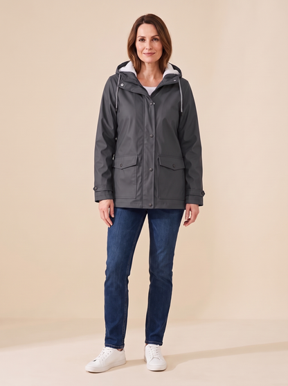 Maud | Veste à Capuche Doublée Polaire - Gris foncé