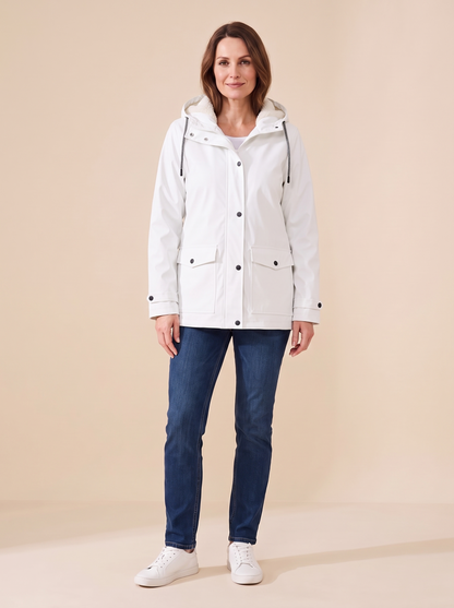 Maud | Veste à Capuche Doublée Polaire - Blanc