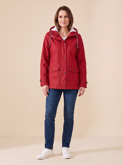 Maud | Veste à Capuche Doublée Polaire - Rouge