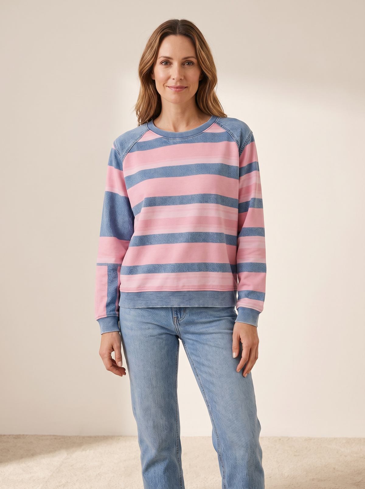Lison | Sweat Rayé Décontracté - Rose