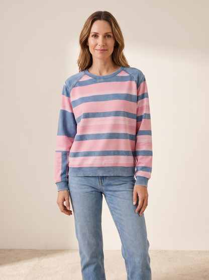 Lison | Sweat Rayé Décontracté - Rose