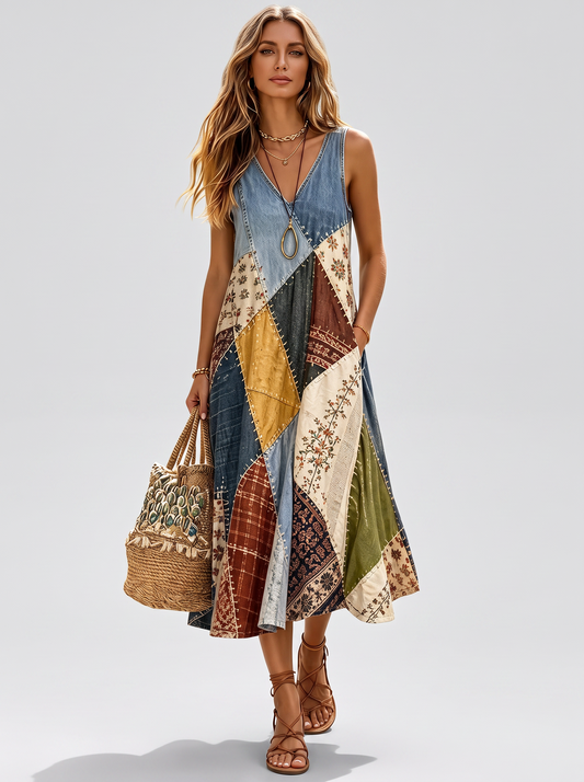 Margot | Robe Vintage Décontractée - Multicolore