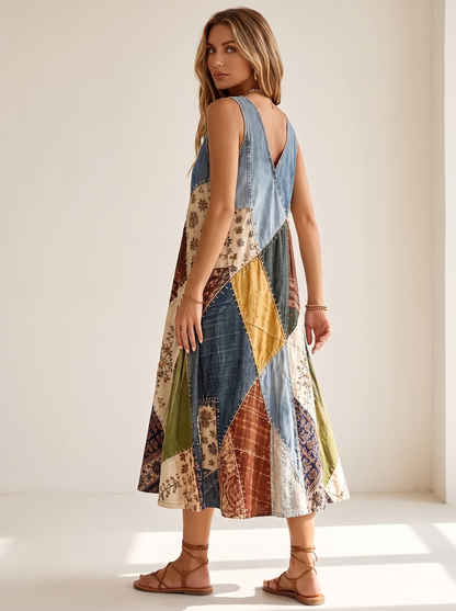 Margot | Robe Vintage Décontractée - Multicolore, vue de dos