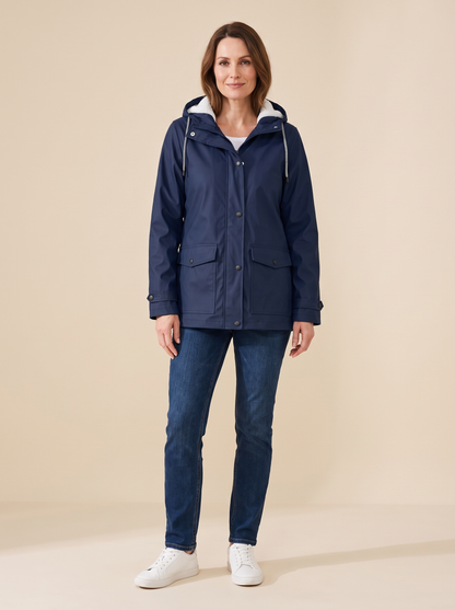 Maud | Veste à Capuche Doublée Polaire - Bleu marine