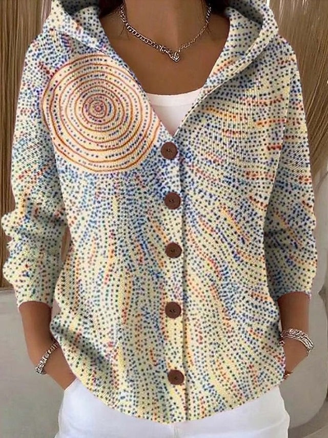 Ondine | Gilet en Maille Imprimé à Capuche - Pointillé