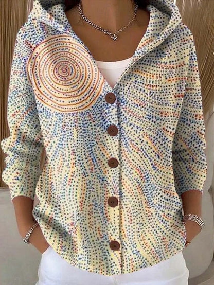 Ondine | Gilet en Maille Imprimé à Capuche - Pointillé
