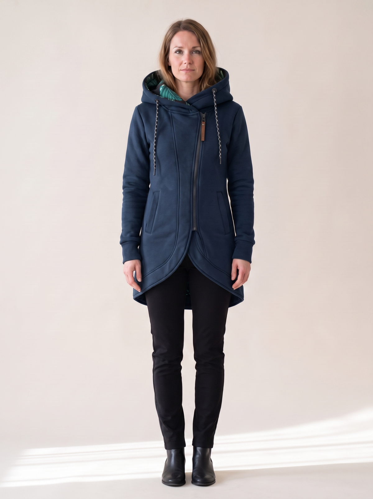 Solène | Manteau à Capuche Chaud et Léger - Bleu marine