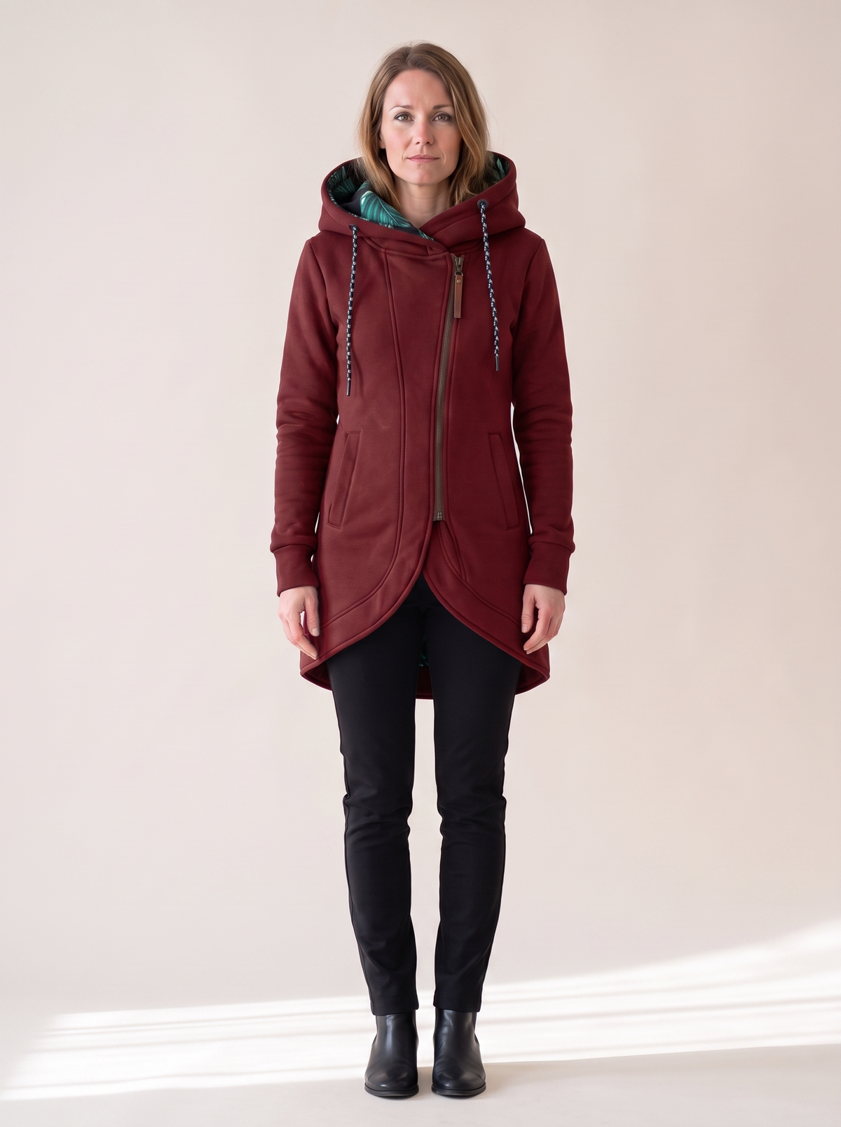 Solène | Manteau à Capuche Chaud et Léger - Bordeaux