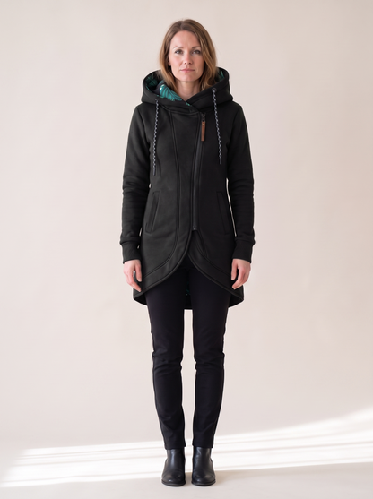 Solène | Manteau à Capuche Chaud et Léger - Noir