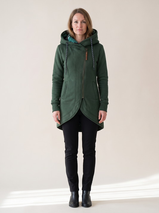 Solène | Manteau à Capuche Chaud et Léger - Vert