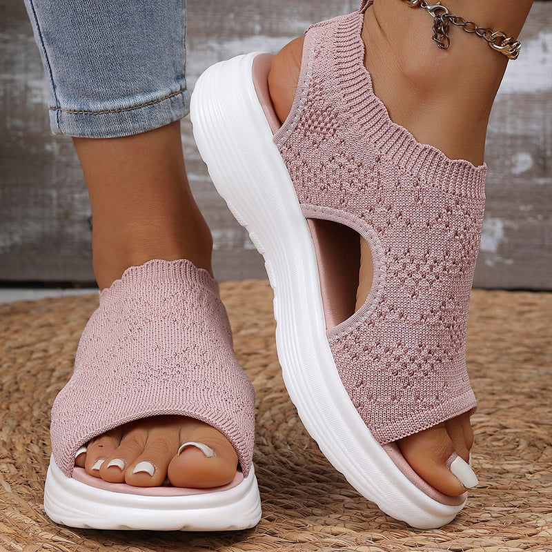 Sandales Compensées en Tricot Respirant