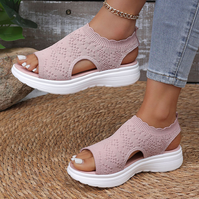 Sandales Compensées en Tricot Respirant