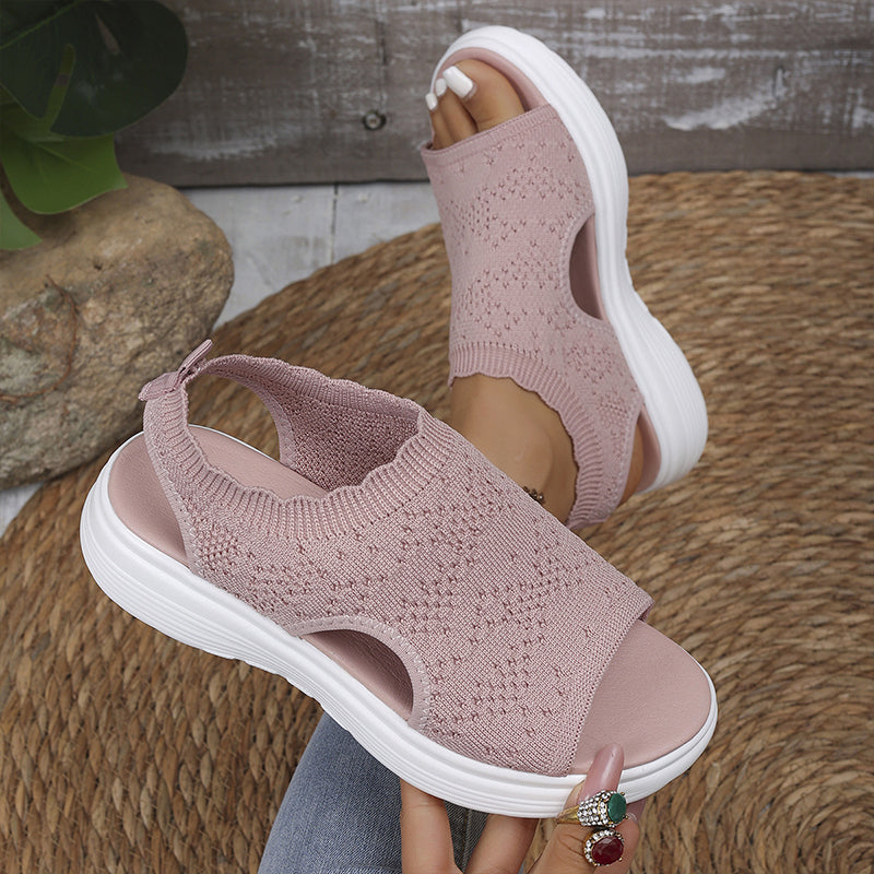 Sandales Compensées en Tricot Respirant