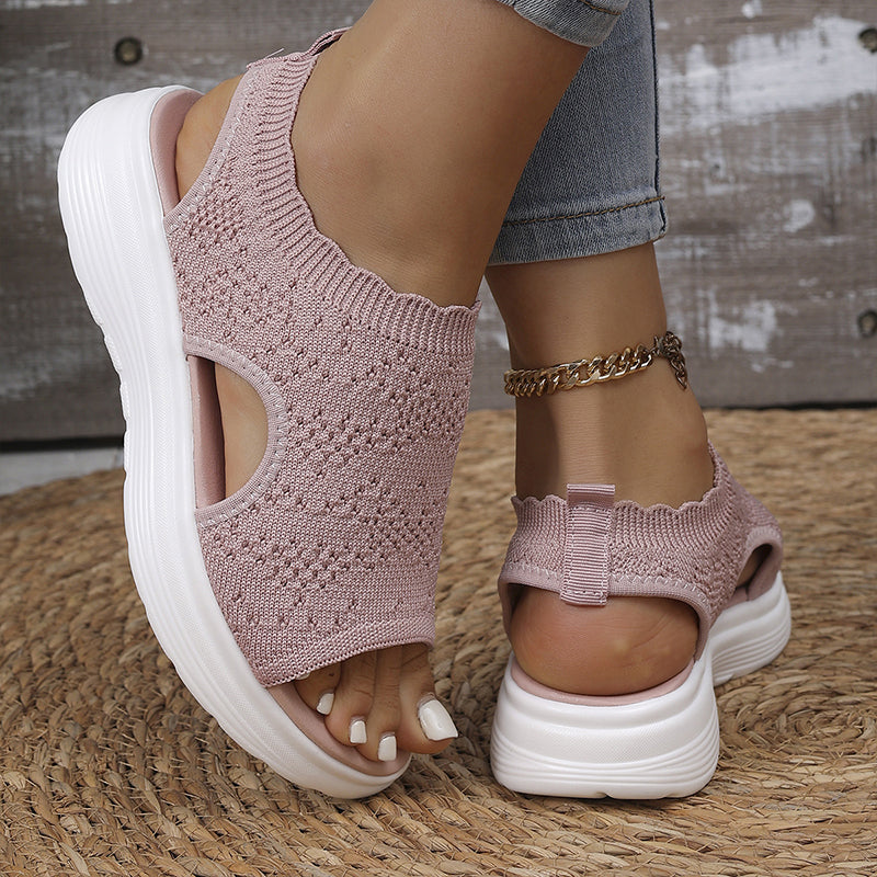 Sandales Compensées en Tricot Respirant