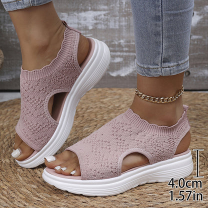 Sandales Compensées en Tricot Respirant