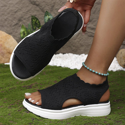 Sandales Compensées en Tricot Respirant