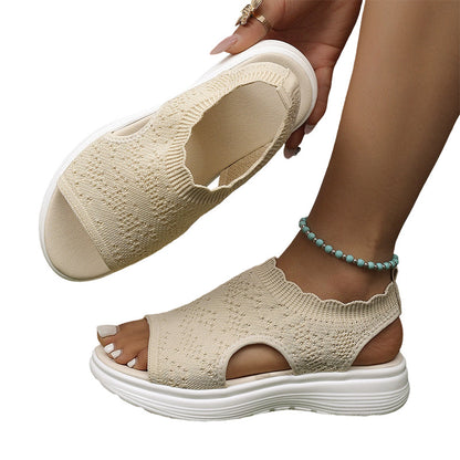 Sandales Compensées en Tricot Respirant