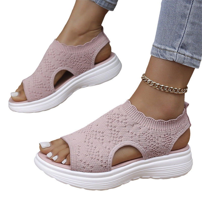 Sandales Compensées en Tricot Respirant