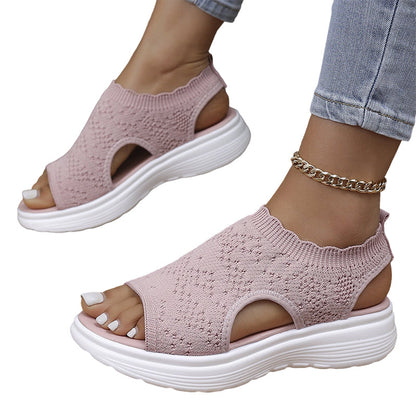 Sandales Compensées en Tricot Respirant