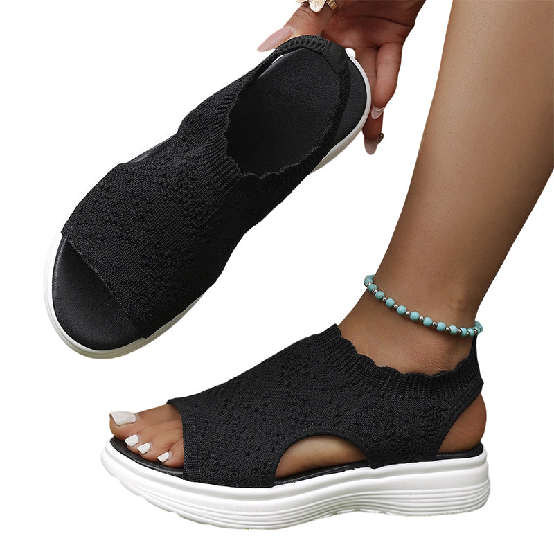Sandales Compensées en Tricot Respirant